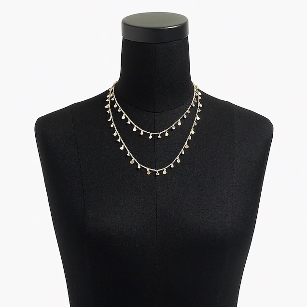 J. CREW Crystal & Gold Tiny Disc Layered Necklace - Picture 2 of 5